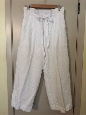 Club Monaco White Tie-Waist Wide Leg Pants